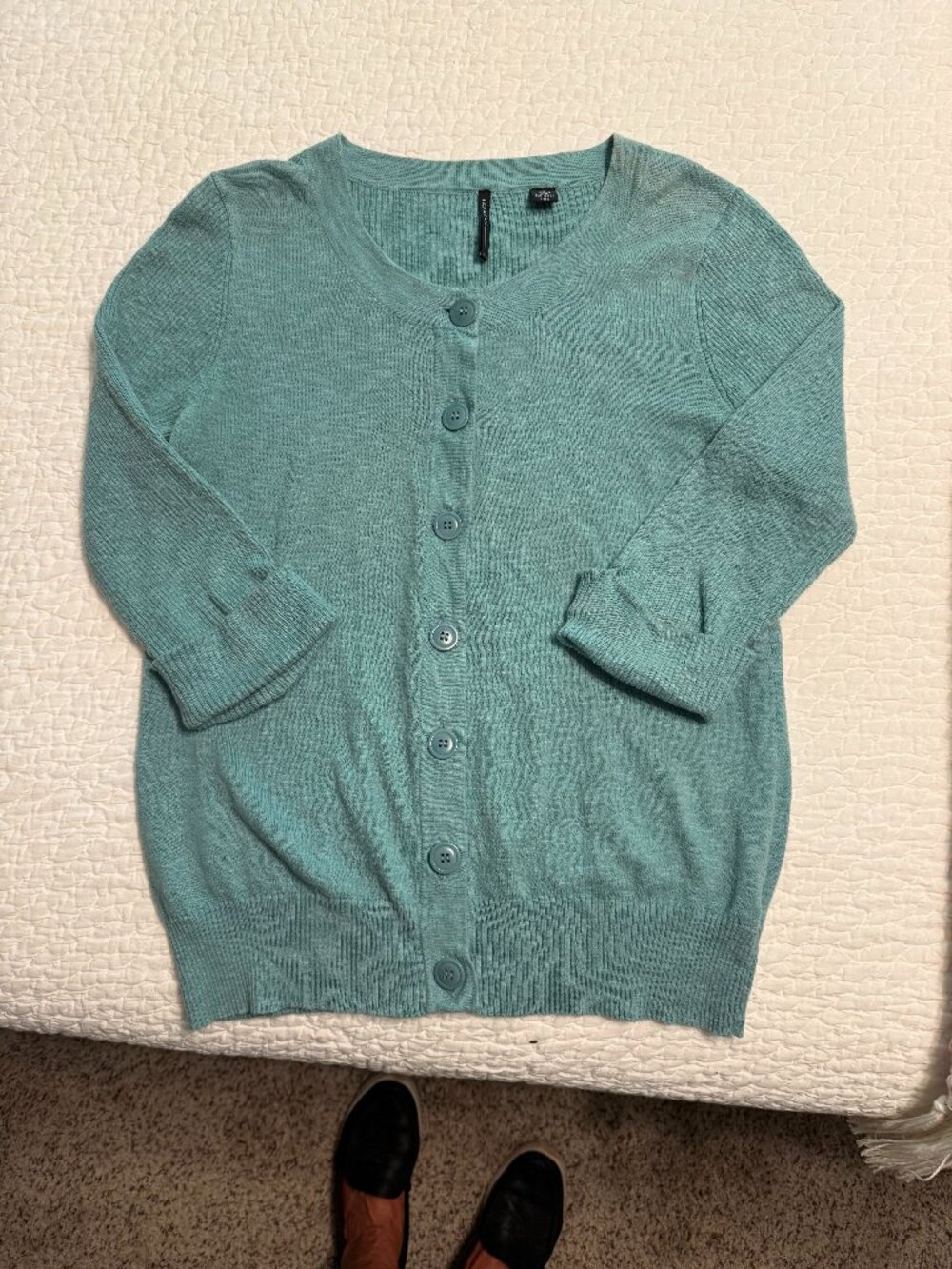 **Isda & Co. Light Green Button-Down Sweater Top**